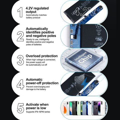 Cable de prueba de alimentación con placa para activar batería Sunshine SS-903 SE puede usarse con Apple iPhone 11, iPhone 11 Pro, iPhone 11 Pro Max, iPhone 12, iPhone 12 mini, iPhone 12 Pro, iPhone 12 Pro Max, iPhone 13, iPhone 13 mini, iPhone 13 Pro, iPhone 13 Pro Max, iPhone 14, iPhone 14 Plus, iPhone 14 Pro, iPhone 14 Pro Max, iPhone 15, iPhone 15 Plus, iPhone 15 Pro, iPhone 15 Pro Max, iPhone 16, iPhone 16 Plus, iPhone 16 Pro, iPhone 16 Pro Max, iPhone 8, iPhone 8 Plus, iPhone SE, iPhone SE 2020, iPhone X, iPhone XR, iPhone XS, iPhone XS Max Vista previa  3