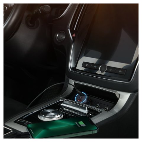 Автомобильное зарядное устройство Baseus Golden Contactor Pro, серое, Quick Charge, 65 Вт, 7 А, 3 порта, 12-24 B, #CGJP010013/CGJP020313 Превью 2