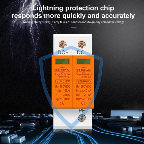 Устройства защиты от импульсных перенапряжений TOMZN TZG40-PV , 2P, 1000 В, PV Превью 4