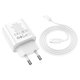 Сетевое зарядное устройство Hoco C80A Plus, 20 Вт, Power Delivery (PD), белый, с кабелем Lightning для Apple, 2 порта, #6931474779892 Превью 1