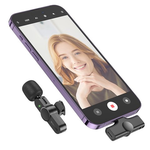 Мікрофон петличний Borofone BKF12, безпровідний, з кліпсою, Lightning Прев'ю 4